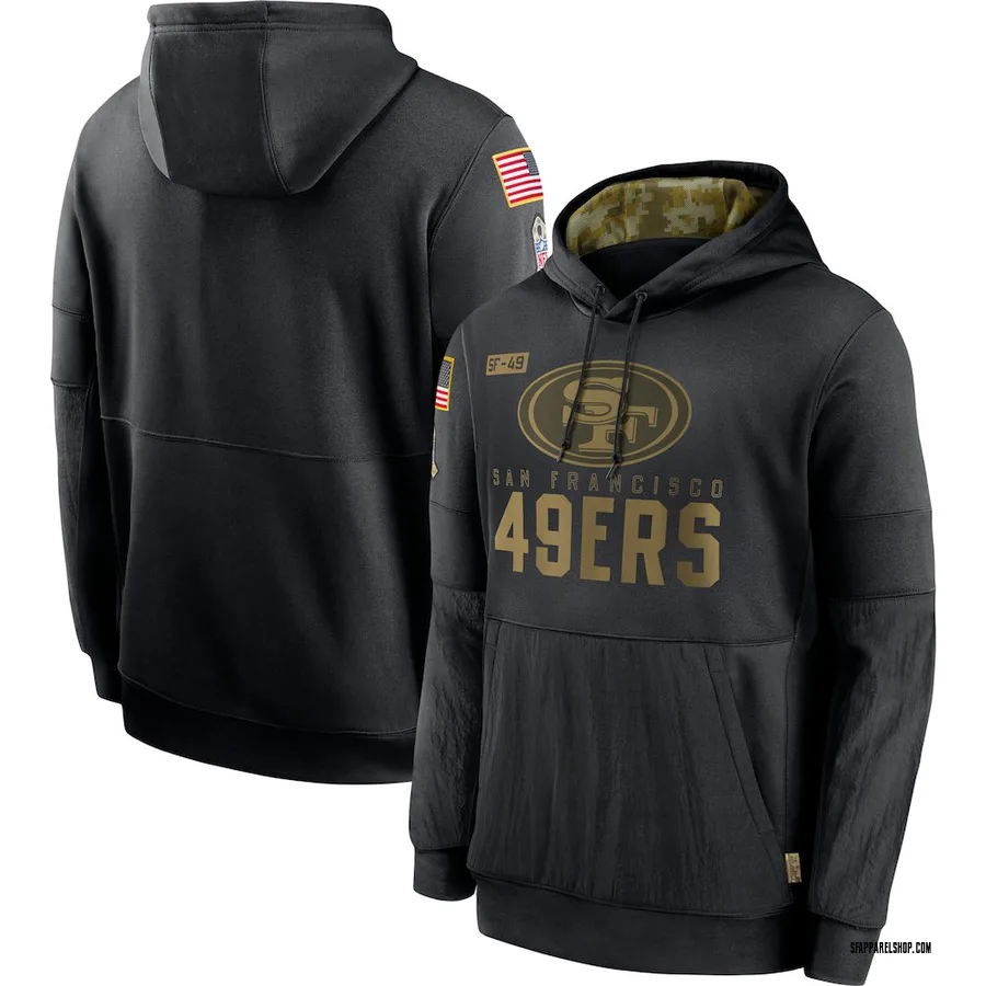 Men s San Francisco 49ers Nike 2020 Salute to Service Sideline Performance Pullover Hoodie Black